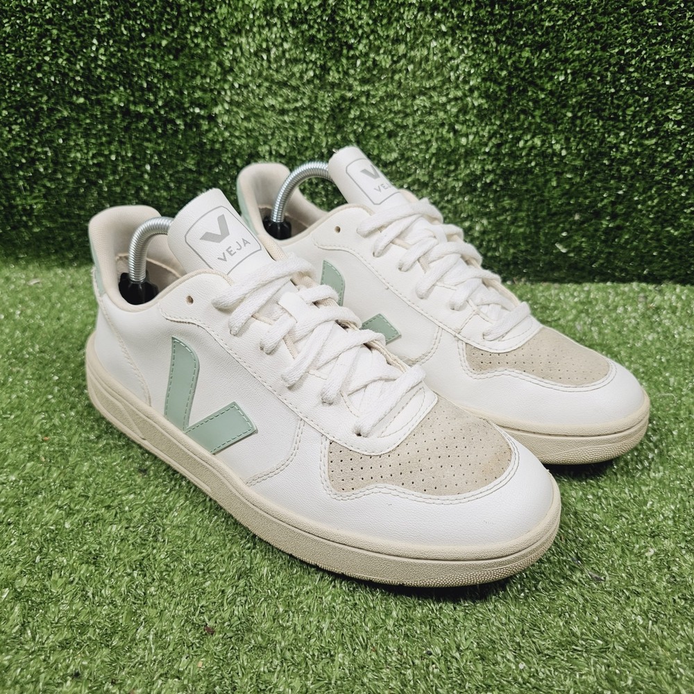 Veja White and Green Sneakers